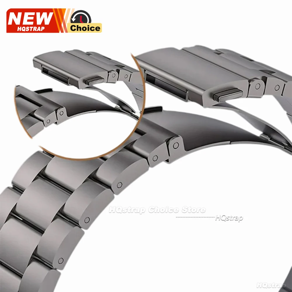 Premium Titanium Metal Watch Band with Butterfly Clasp Strap
