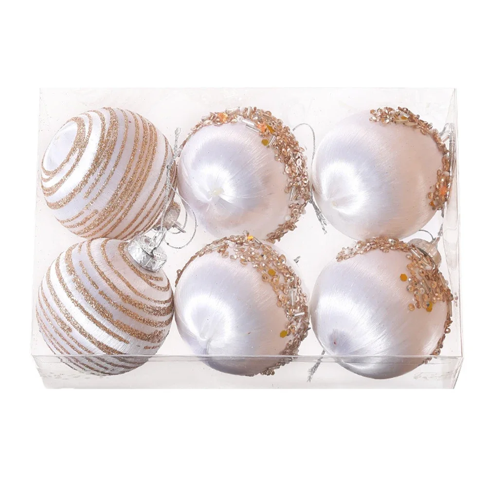 thumbnail image 1 of 6CM 8CM 6PCS Bolas de Navidad de lentejuelas de seda Adornos colgantes para árbol de Navidad Decoración para fiesta en el hogar Regalos de Año Nuevo 2024 Noel Navidad, 1 of 4
