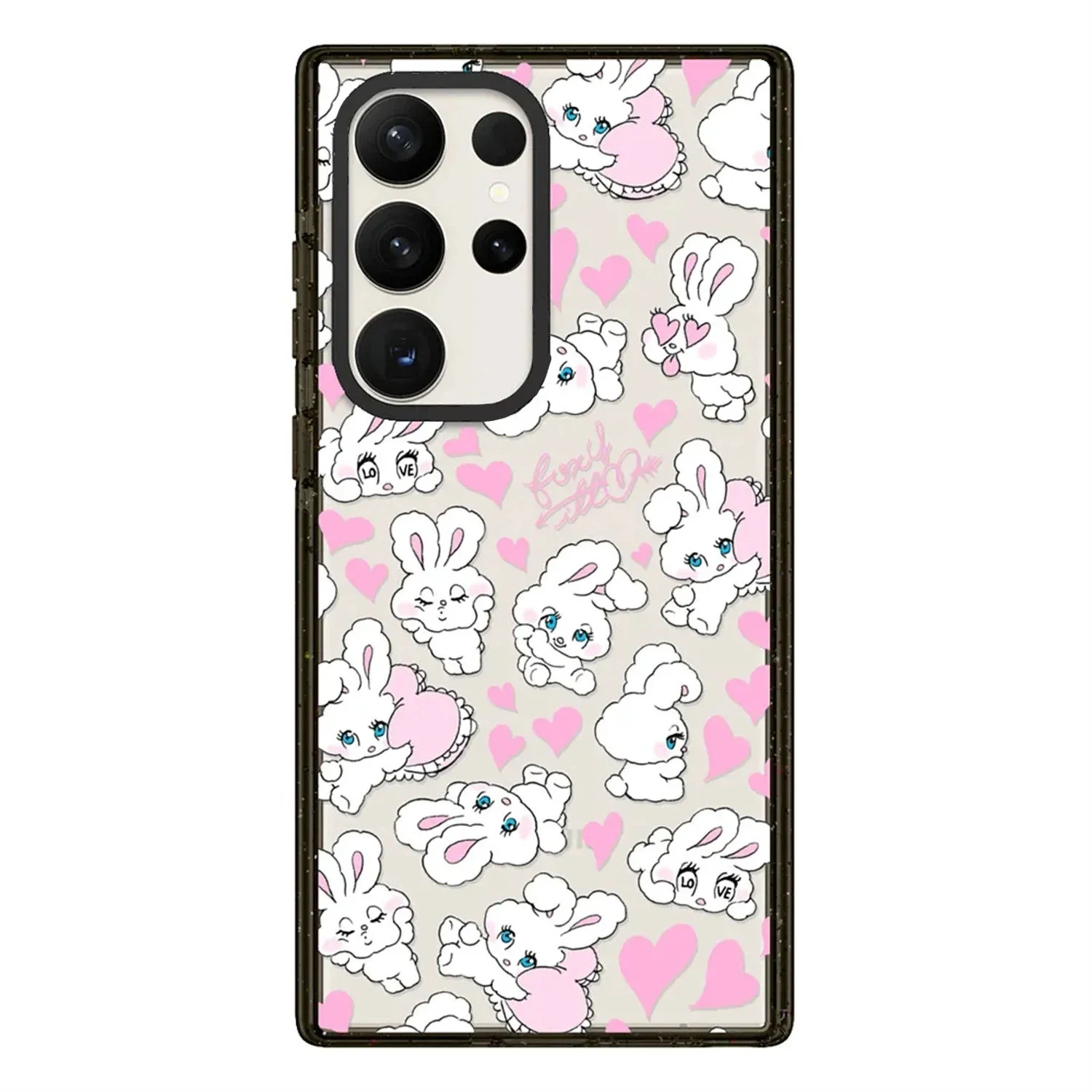 

Strawberry Rabbit Acrylic Black Border Case for Samsung Galaxy S 22 S23 S24 Ultra S 22+ S23+ S24 Plus Cover Protective Case