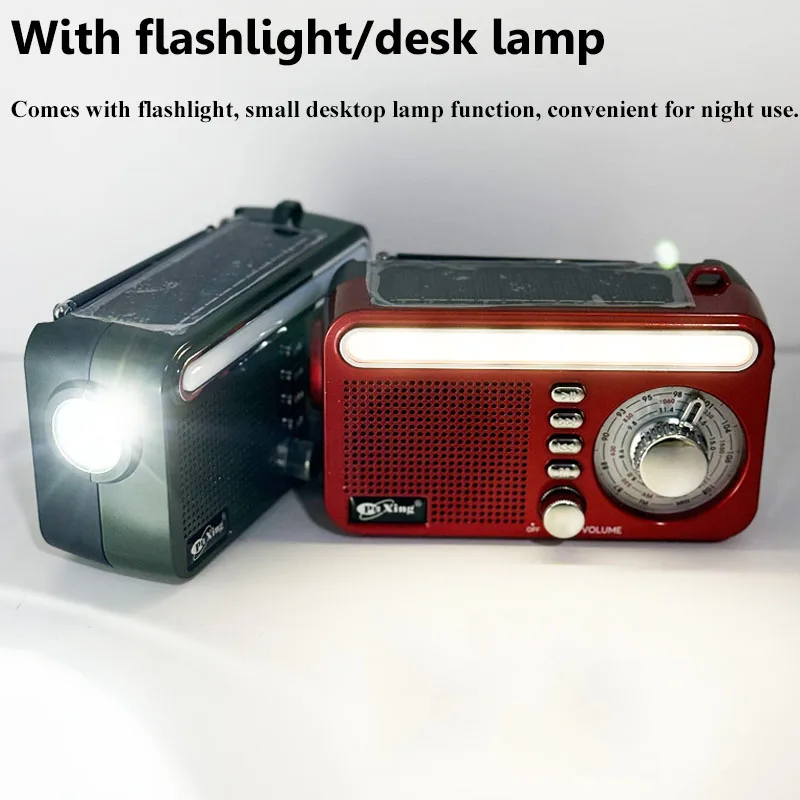 Portable Solar Charing Radio Mini FM AM SW Hand Crank Radios Receiver LED Flashlight Bluetooth Speaker Support TF Card U Disk