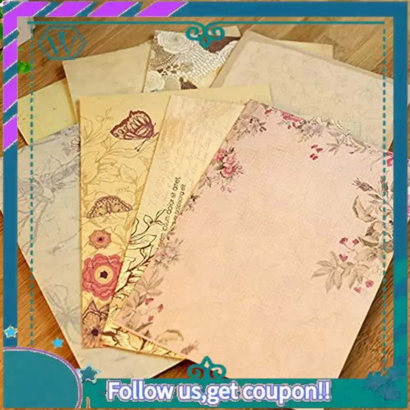 A75Q-60Pcs 빈티지 문구 꽃 필기 용지 일치하는 봉투 세트, 필기 편지, 다양한 색상