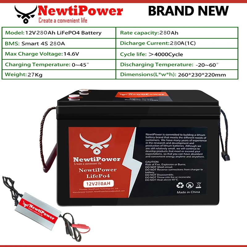 12V 280AH LiFePO4 Battery Pack Grand A Cells Lithium Iron Phosphate