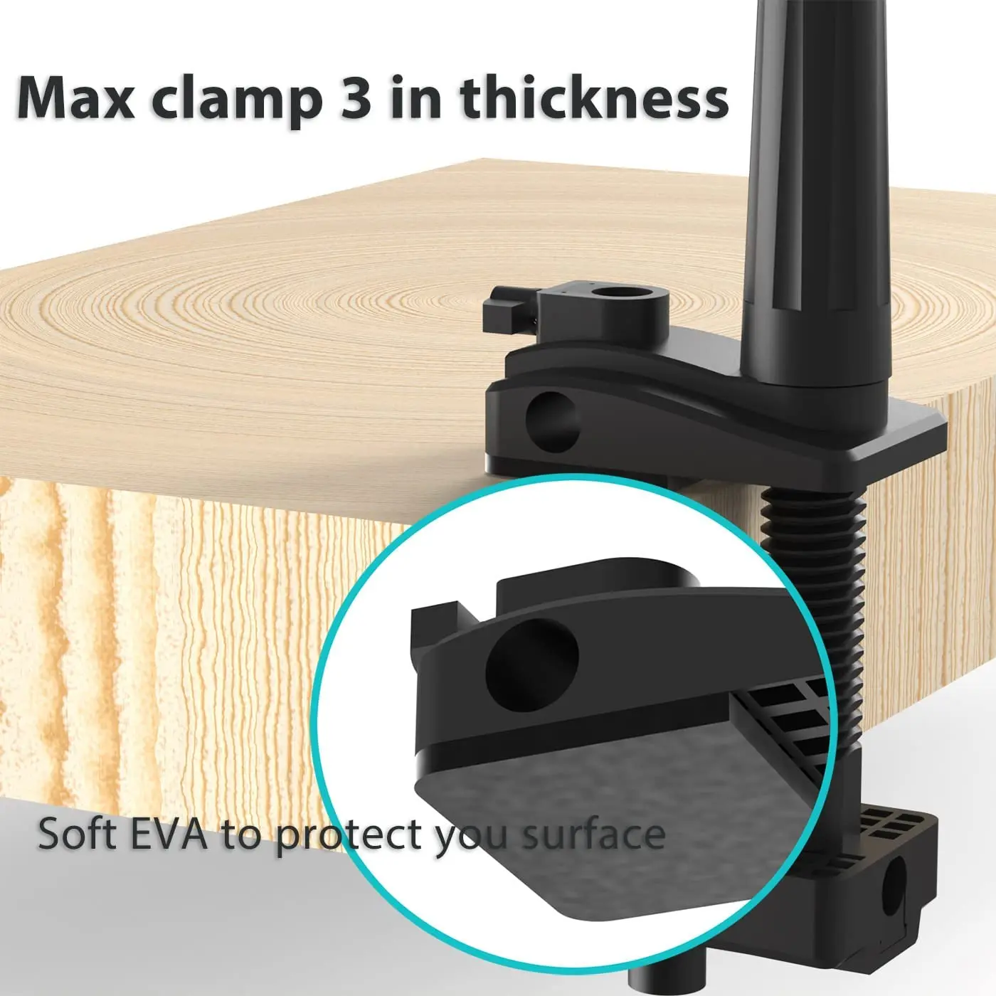 3 inch Bed Clamp Mount Replacement for Gooseneck Lazy Phone Arm, Desk Clamp Holder for Mic Boom Scissor Arm
