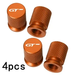 Set of 4 Aluminum Alloy Tire Valve Caps - Sleek Car Wheel Rim Stem Covers (Orange)
