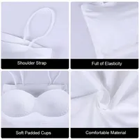 Soutien-gorge court sexy sans couture pour femmes, haut à bretelles blanches, caraco dos nu, couleur unie, vêtements d'été, Y-2023 6