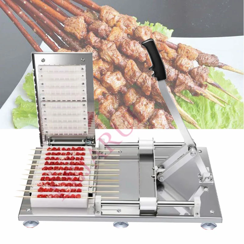 

Manual BBQ Satay Stainless Steel Skewer Machine Mutton Kebab Lamb Skewer Tools Doner Kebab Meat Wear String Machine