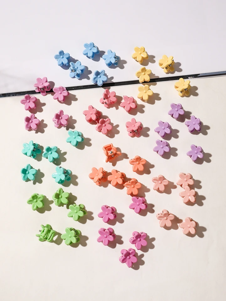 50 Pcs Colorful Flower Hair Clips for Styling