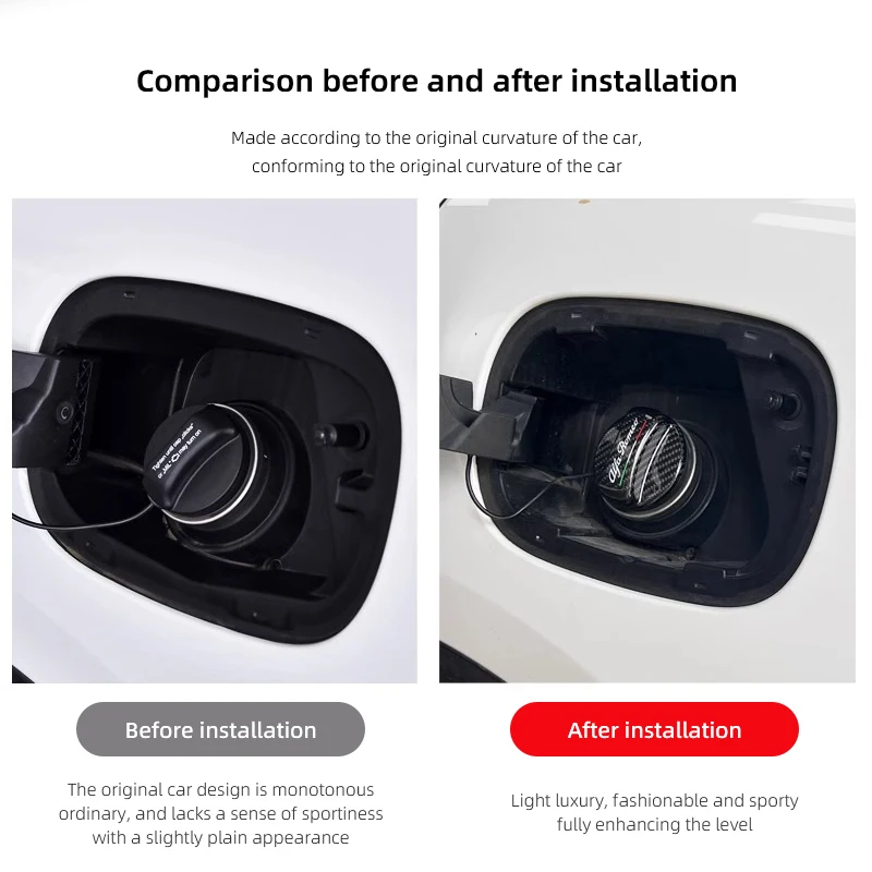 알파 로메오 4C 159 166 줄리아 줄리에타 156 GT용 자동차 카본 파이버 연료 탱크 캡 보호 커버 스티커 인테리어 액세서리