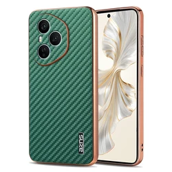 Luxury PU Plating Carbon Fiber Protective Back Cover Case for Honor 400 (China) (Green)