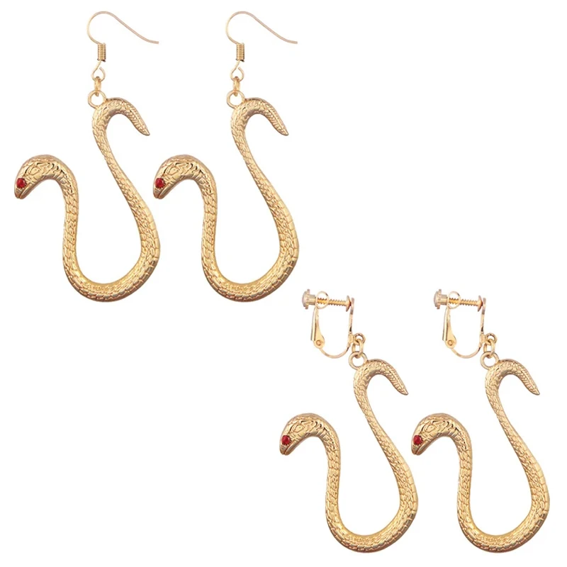 Anime Boa Hancock Earrings Cosplay Snake Eardrop Women Ear Clip Hook Jewelry Accessories Prop