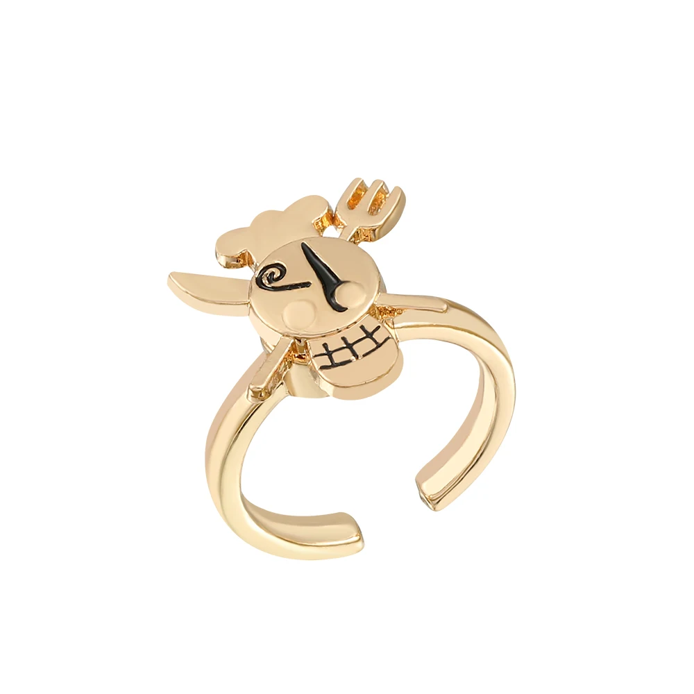 ONE PIECE Skull Monkey D Luffy Rings Rotatable Open Fashion Jewellery Cute  Metal Gold Color Bague