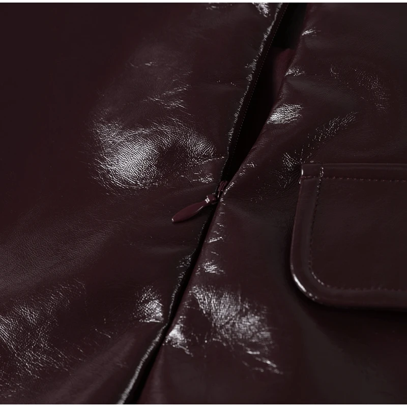 Sexy PU Leather Jacket Mini Skirts Set