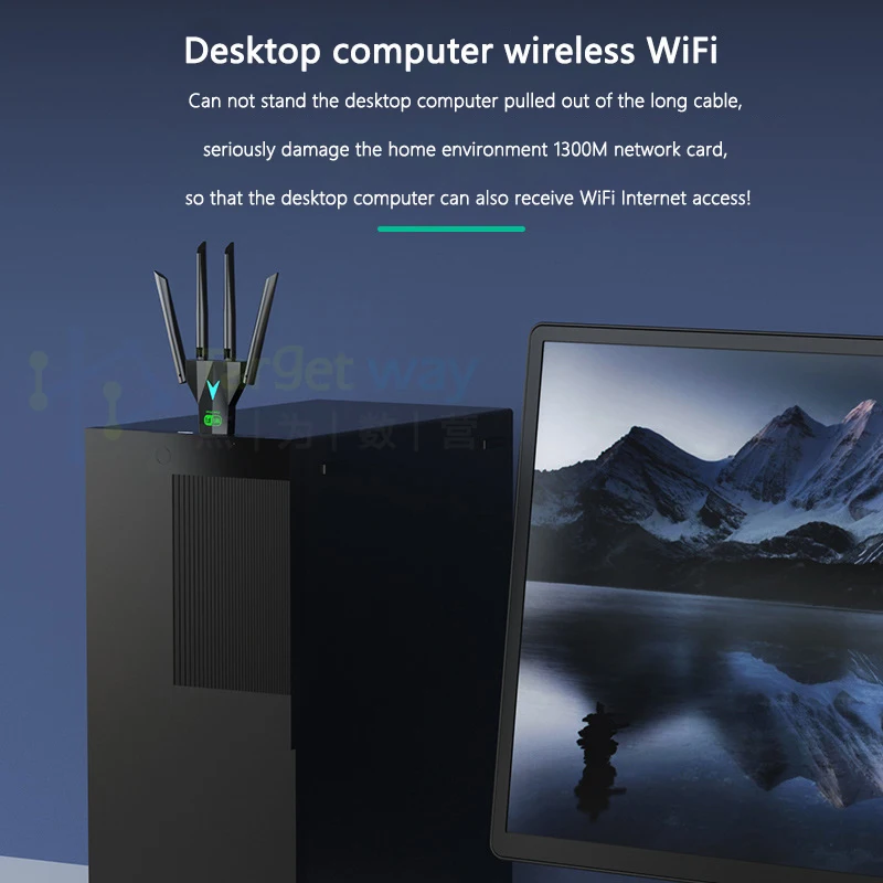 WiFi USB Adapter 1300Mbps Wireless Network Card USB 3.0 Dual Band 2.4G/5Ghz Wi-Fi Dongle 4 Antenna Wireless Receiver For PC/La