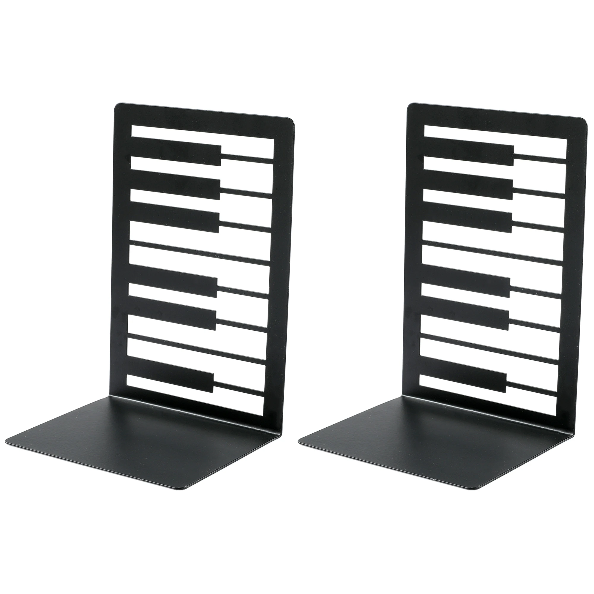 2pcs Black Piano Key Bookends Heavy Duty Iron Bookends Storage Rack Iron Home Desk Racks For Book Lovers Organise Desktop Tools book organizer book holder book stand