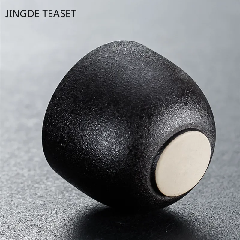 4 pcs/lot Retro Black pottery Teacup Master Cup Handmade Ceramic Tea Bowl Chinese Tea ceremony Accessories Personal Single Cup