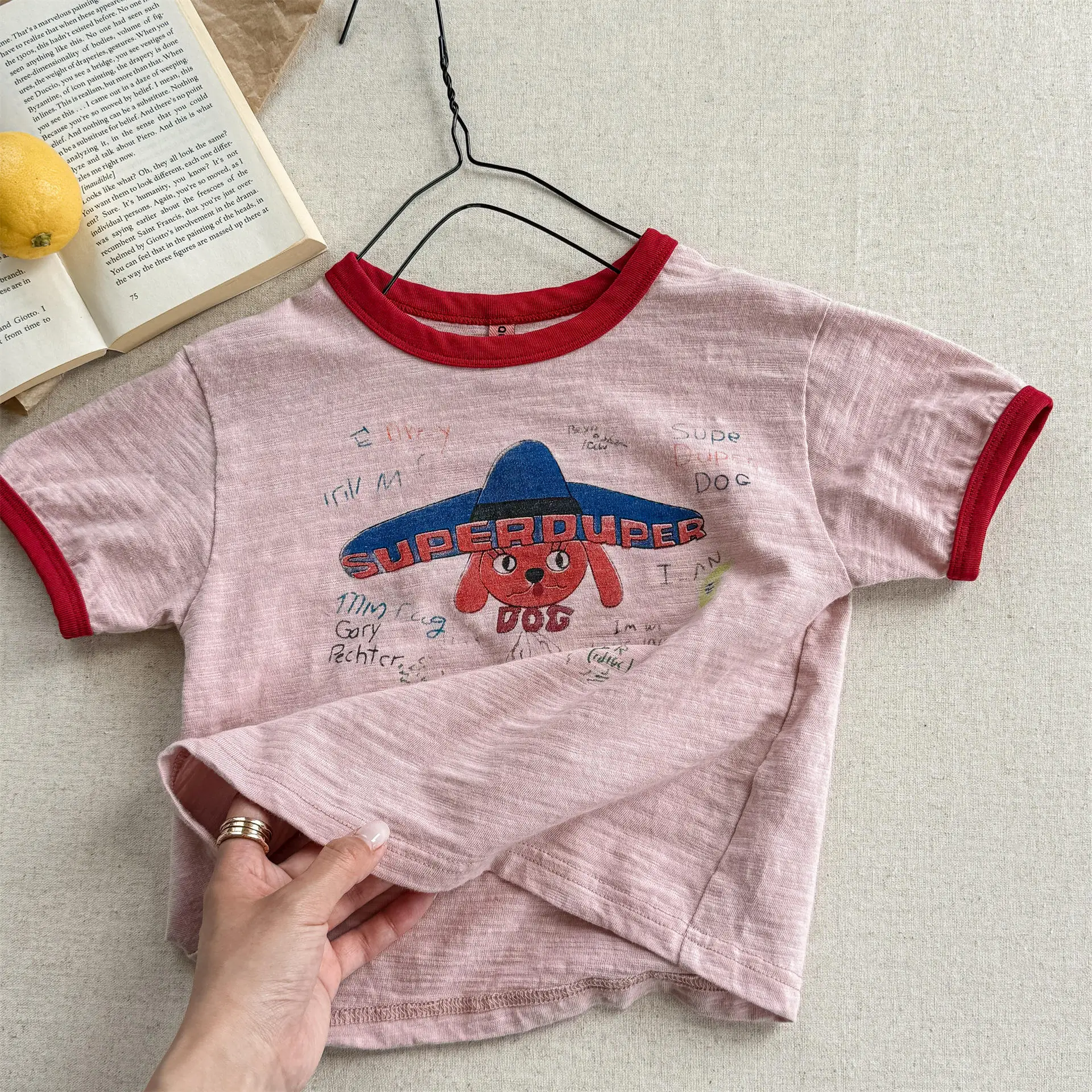6268 어린이 T 셔츠 2025 여름 새로운 반응성 인쇄 소녀 민소매 티셔츠 소년 Bottoming Shirt 1-7Year Kid's Tees