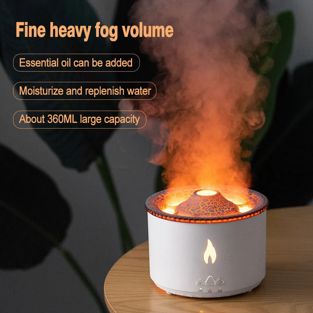 

Flame Air Humidifier Jellyfish Electric Essential Oil Diffuser Lava Volcano Design Flame Effect Air Diffuser Mist Maker Machine