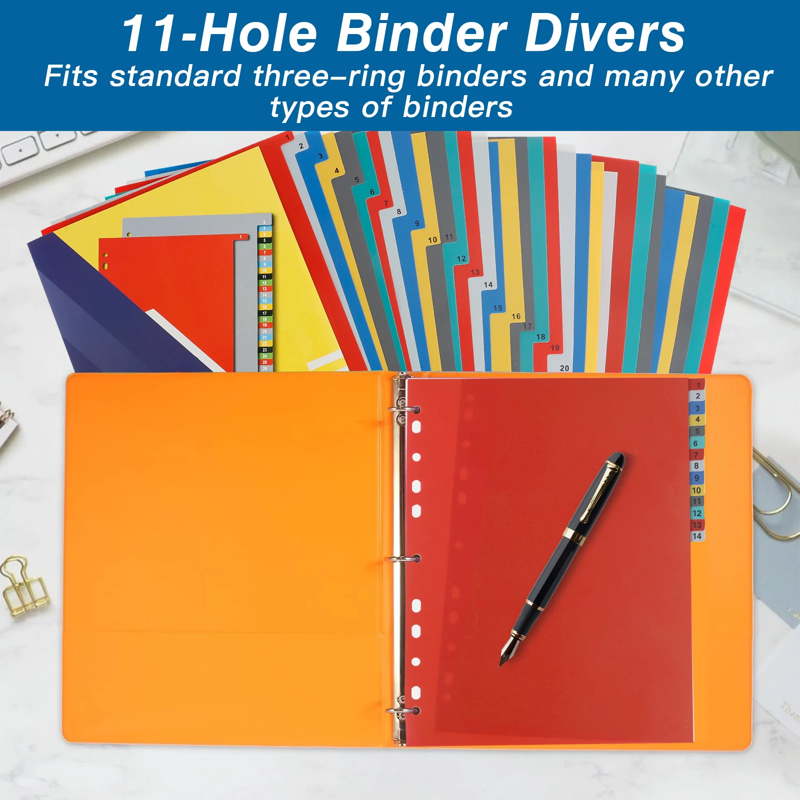 Vibrant Multi-Color A4 Binder Index Dividers with Tabs - 31 Pieces
