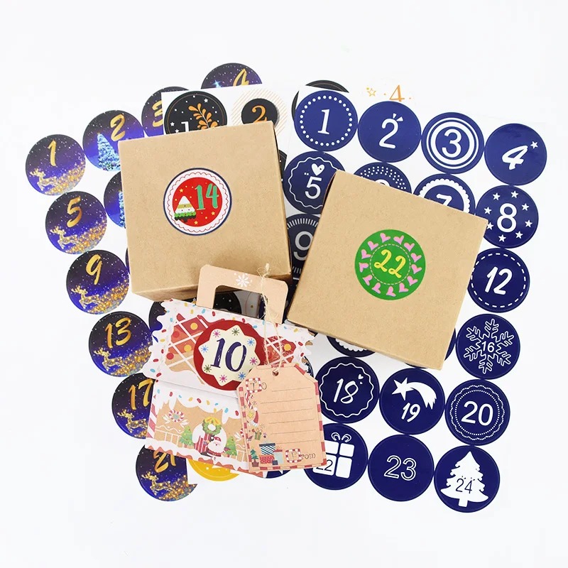 Pegatinas Números Para Calendario De Adviento - 24 Días, Motivos Navideños, Para Decorar Ventanas Y Manualidades