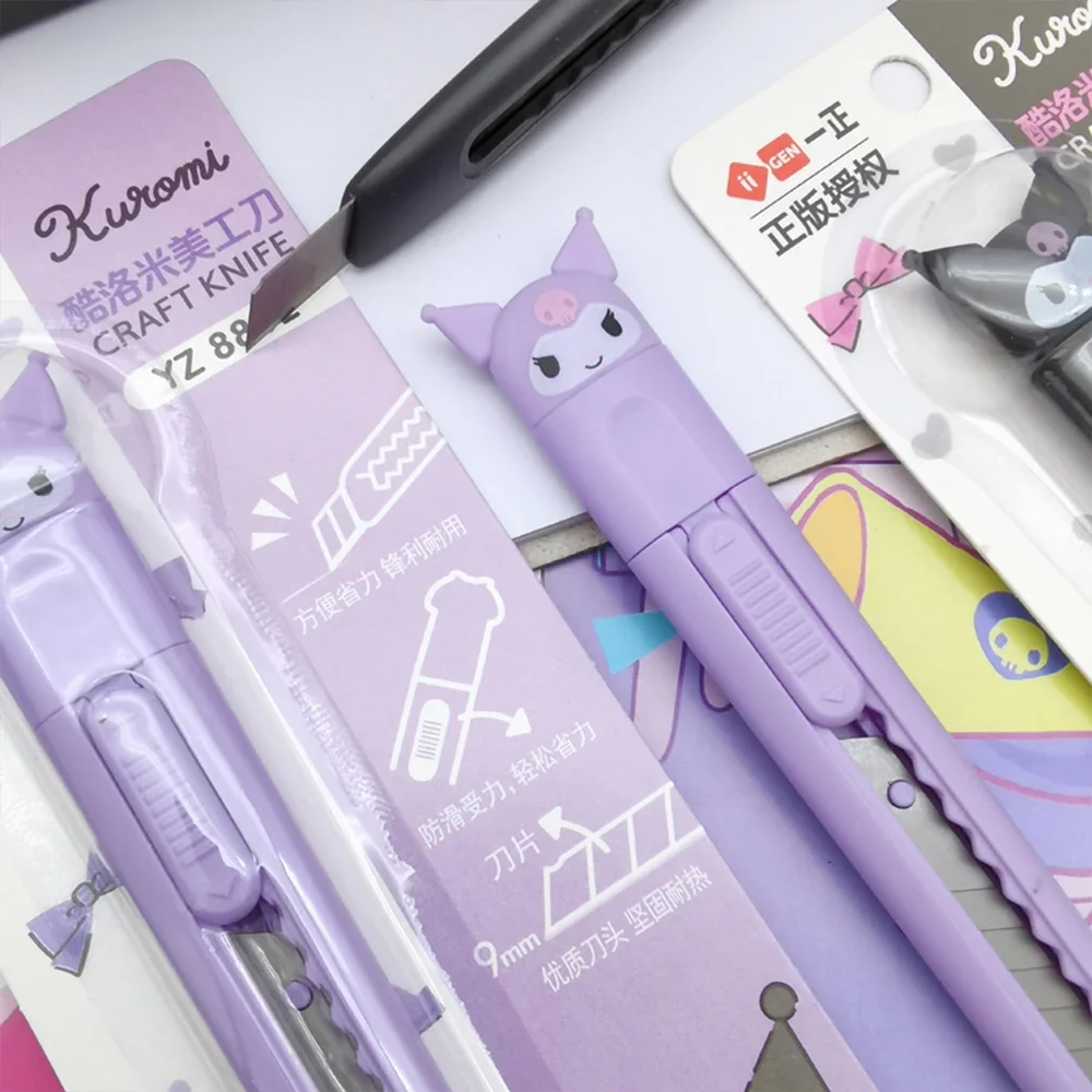 Utility Knife Paper Cutting Knife Cutting Knife Paper Cutter Art Knife Sanrio Kuromi Utility Knife Kawaii Anime Cute Cartoon Art Knife Cutting Tools Paper Cutter Portable Office Student Stationery
