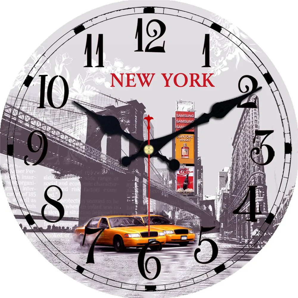 Figure Wall Clocks Shabby Retro Home Kitchen Room Decor Rustic Cooker Non-Ticking Silent Quiet Cook Small Kitchen Clocks 