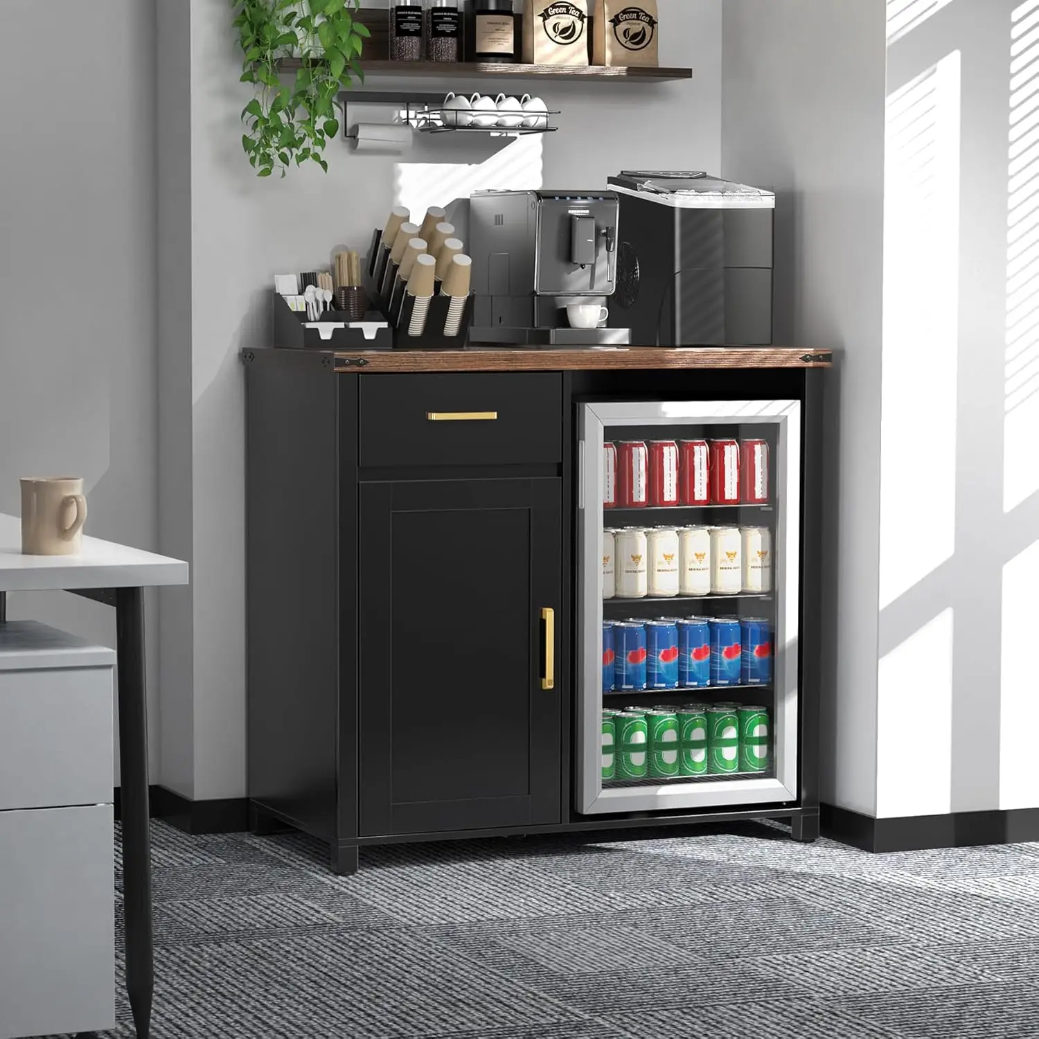 Mini Fridge Cabinet with Storage 4