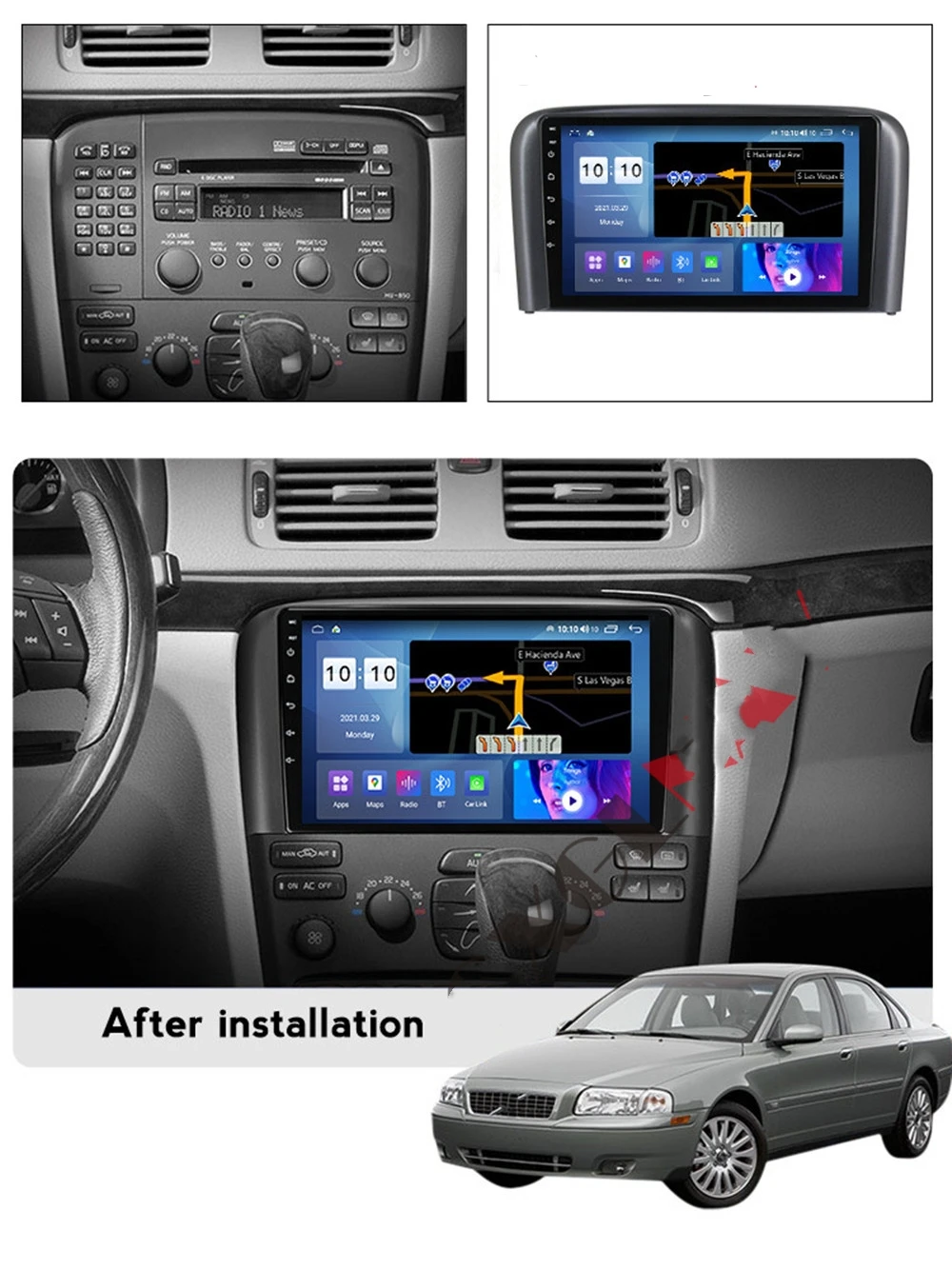 

128G Android For Volvo S80 1998 - 2006 Car GPS Navigation Multimedia Player FM Radio Stereo Audio IPhone Carplay Video Head Unit