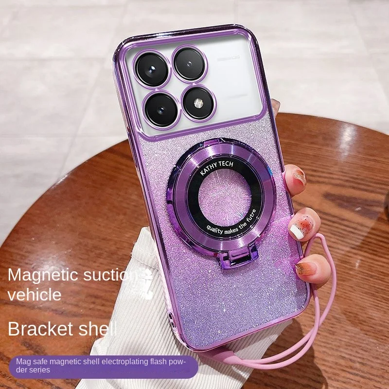 PanXCase Glitter Cover per Xiaomi Poco F6 Pro - Custodia Trasparente Bling Disegni Elegante Brillantini Ultra Sottile Antiurto Ragazza Donna Cover (Grigio