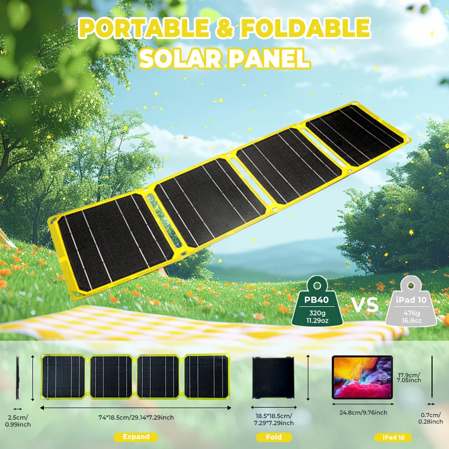 40W Foldable Solar Panel Dual USB + DC Solar Cell Portable Folding Waterproof Charger Outdoor Mobile Power Bank Charger solar charger