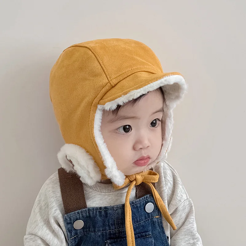 Children Bomber Hat Winter Fleece Thickening Cavalry Thick Warm Hat Outdoor Warm and Windproof Earflap Ushanka Cap Kids Beanie