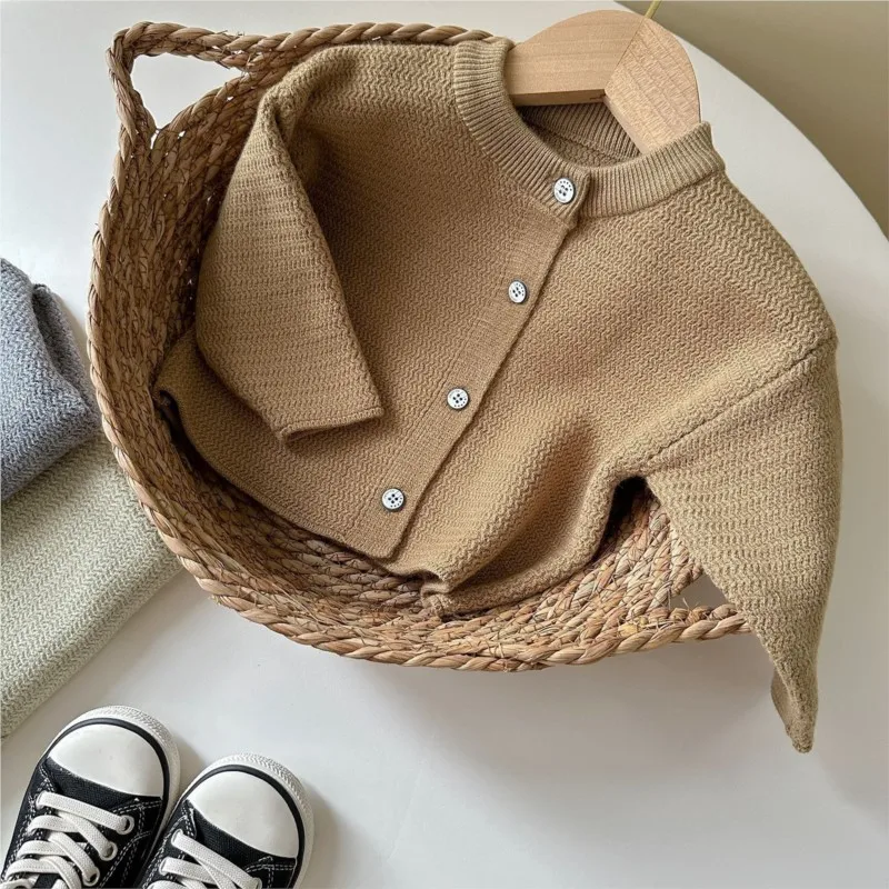 Newborn Baby Girl Boy Soft Knitted Sweater Coat Infant Toddler Child Solid Long Sleeve Cardigan Autumn Winter Baby Clothes 0-3Y