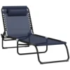 Foldable Beach Chaise Lounge 4 Adjustable Positions Sleeping Bed, Dark Blue 1