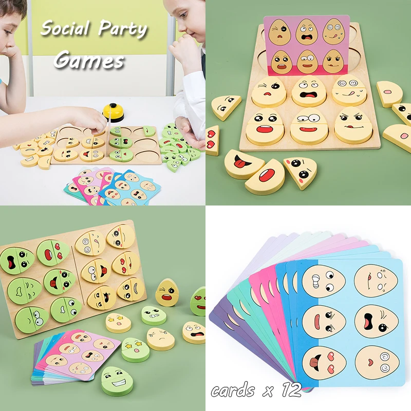 Children Montessori Parish Board Games Expression & Emotion Egg Sorters Matching Puzzles Thinking Games Early Educational Toys 4