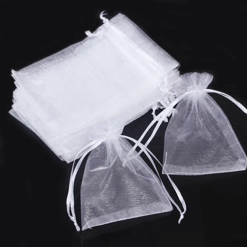 organza favor bags 25pcs Transparent Organza Favor Bags Packaging Pocket Jewelry Candy Drawstring Mesh Pouch Birthday Wedding Party Small Gift Bag