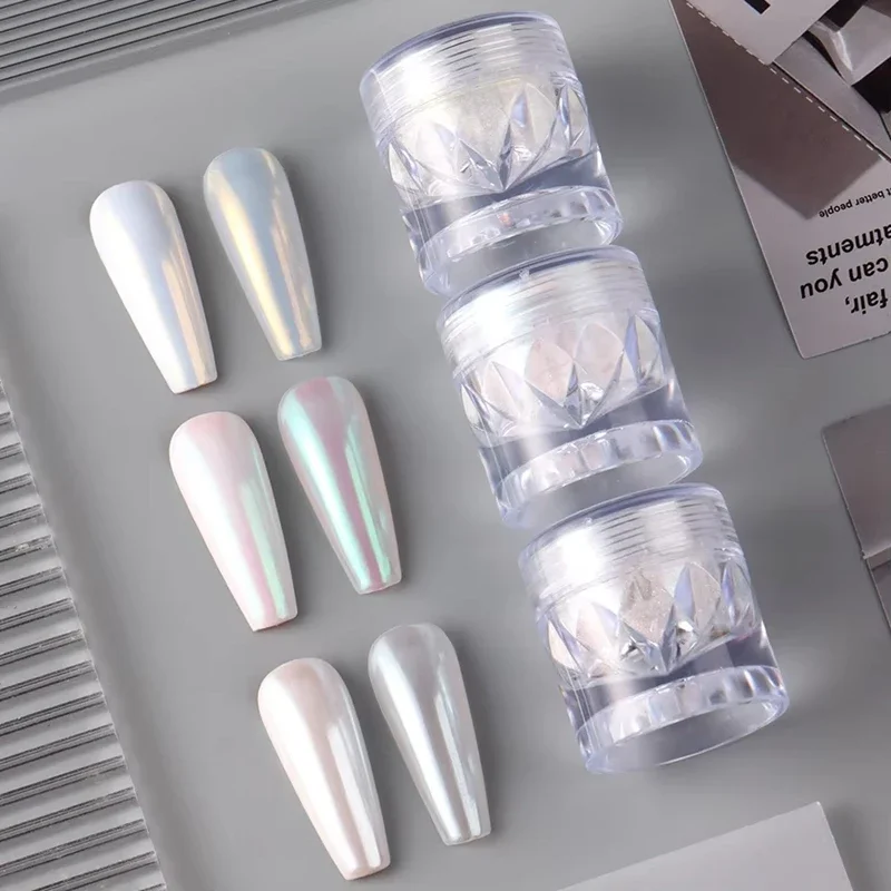 화이트 펄 네일 파우더 오로라 미러 네일 아트 파우더 피그먼트 페어리 핑크 효과 러빙 글리터 더스트 네일 아트 데코레이션