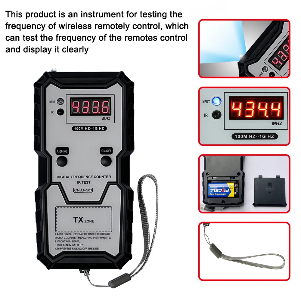 Infrared Frequency Tester 100M-1GHZ Digital Electronic Infrared Frequence Counter Test Instrument with Illumination Car Keys Infrared Frequency Tester