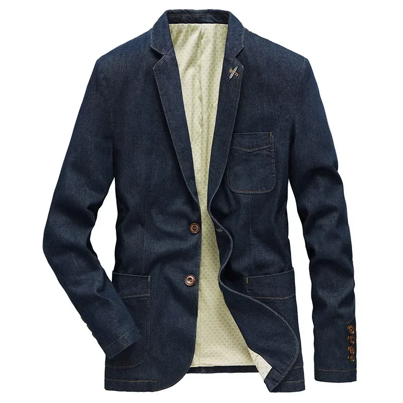 Denim Blazers Men jacket Male Outerwear Oversized Business Casual Jacket Men's Clothing Leisure Suit Jacket 4XL A2G81985