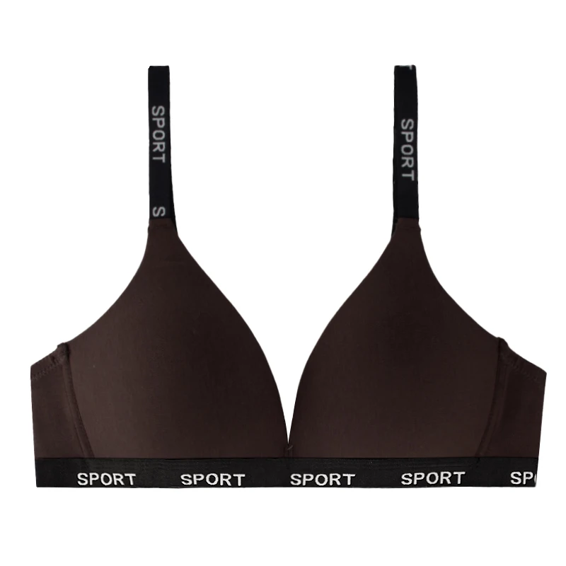 FallSweet Letter Embroidery Sports Bra for Women Seamless Wireless Push Up Bralette Deep V Triangle Cup Bras Underwear Lingerie