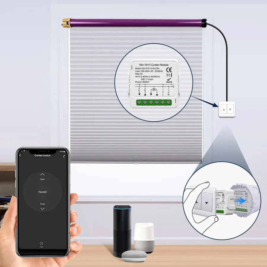 โมดูลม่านอัจฉริยะ Tuya Smart WiFi ZigBee สำหรับม่านม้วน มอเตอร์ไฟฟ้า สวิตช์ม่านอัจฉริยะ ทำงานร่วมกับ Alexa และ Google Home 1
