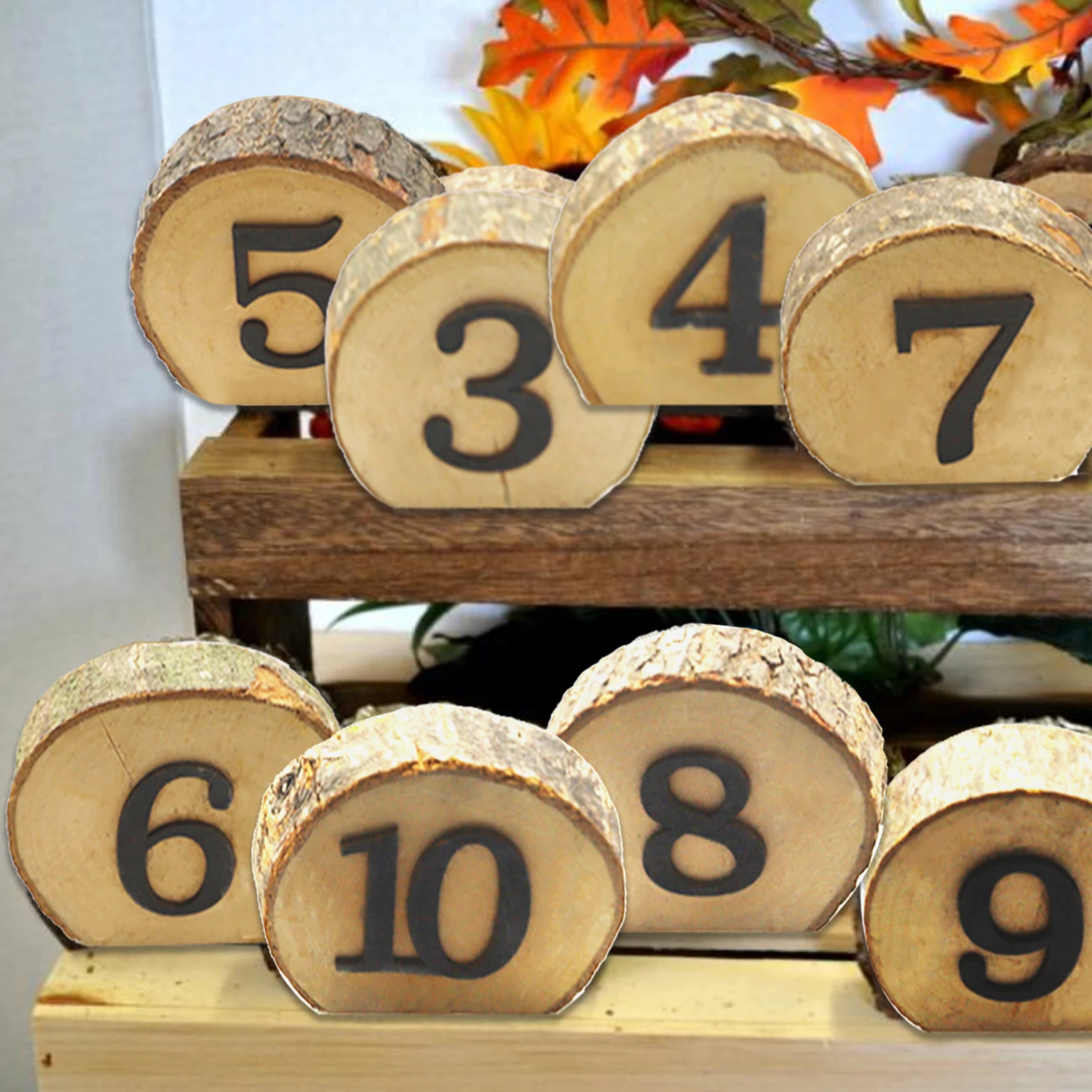 1-10 Wooden Table Number Rustic Party Wedding Decoration Number Blocks for Wedding Reception and Table Decorations