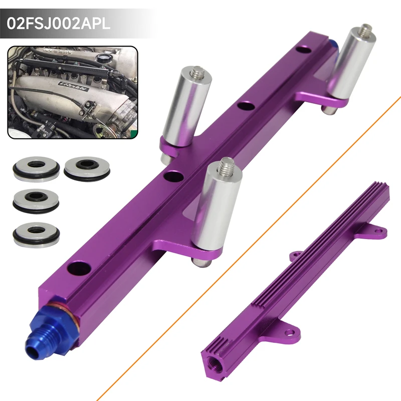 Nuovo Top Feed Iniettore Billet Fuel Rail Adatto Per Nissan 240Sx S13 Sr20 Sr20Det Silvia 1989-1994 Nero/Viola