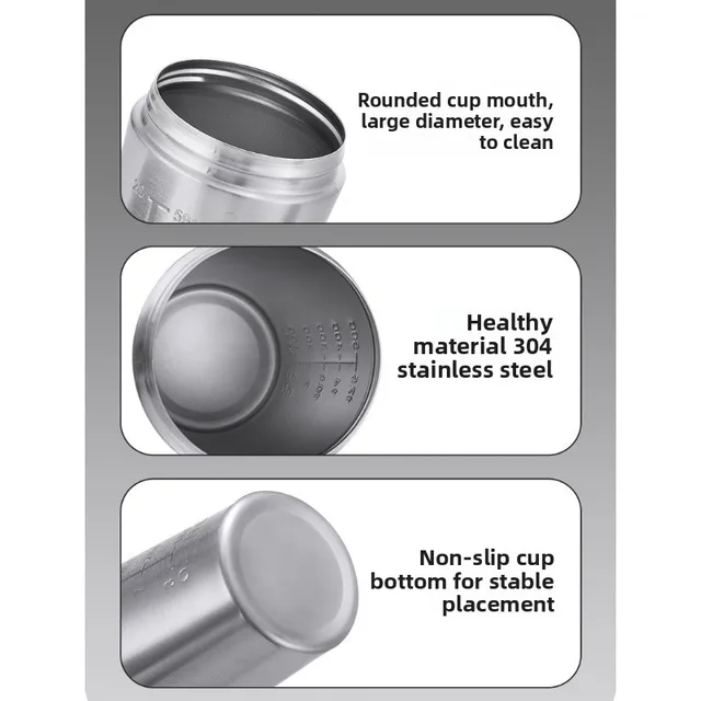 New Stainless Steel Cup Mixer Whey Protein Powder Sports Shaker Water Bottle Detachable Single Layer Outdoor Drink Kettle 6