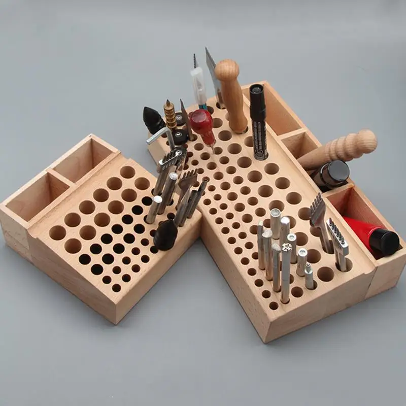 

Tool Holder Leathercraft Tool Rack With Slots 98 Holes/ 46 Holes Leather Craft Stamping Tools Holder For Leather Working Punch