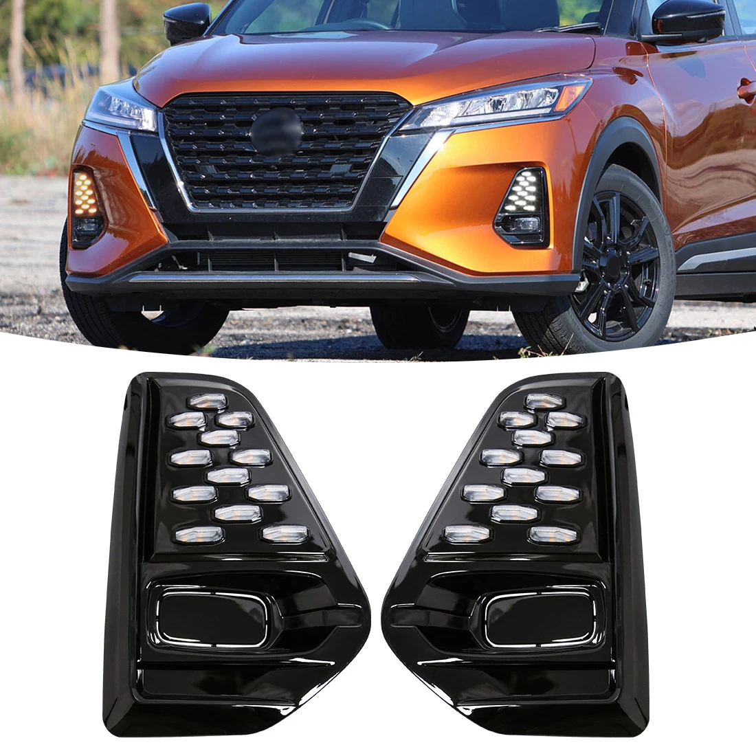 

Car DRL For Nissan Kicks 2021 2022 LED Daytime Running Lights Car Fog Auto Headlights Dynamic Turn Signal Lamps White Yellow 12V