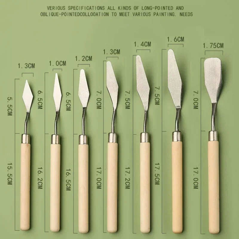 7Pcs/Set Stainless Steel Oil Painting Knives Artist Crafts Spatula Palette Knife Oil Painting Mixing Knife Scraper Art Tools 6
