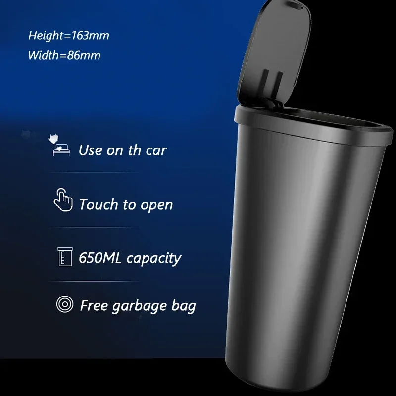 650ML Car Garbage Bin Ashtray Dust Case Holder Click Open Cover Car Trash Can Auto Organizer Storage Bag