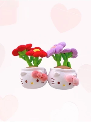 

Подлинная плюшевая кукла Hello Kitty Sanrio Kt в горшке, подарок для девочки, цветочное украшение, кукла, рождественский подарок