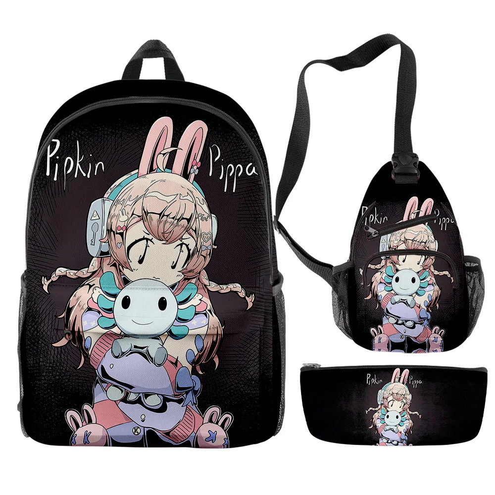 

Classic Funny VTuber Pipkin Pippa Anime 3D Print 3pcs/Set pupil School Bags Trendy Travel Laptop Backpack Chest Bag Pencil Case