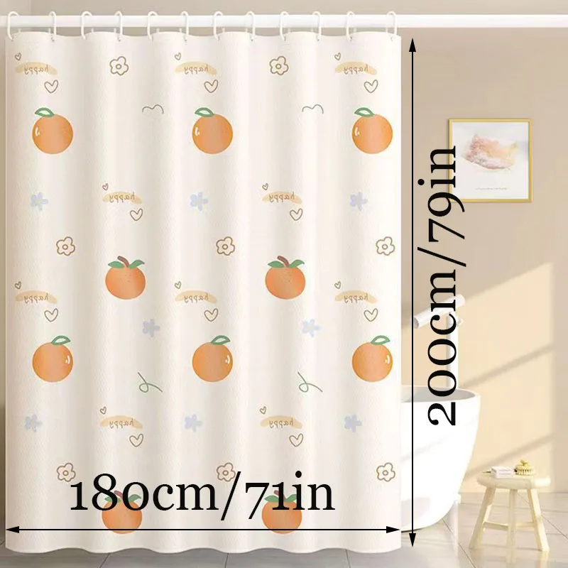 Peach Shower Curtain 180cm &times; 200cm Bright and Colorful Design Waterproof Fabric with 12 Hooks shower curtains