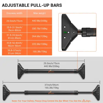 Sportneer Indoor Home Pull Up Bar Adjustable Width Strength Training Chin up Bar without Screws Max 440lbs for Fitness Exercise 3